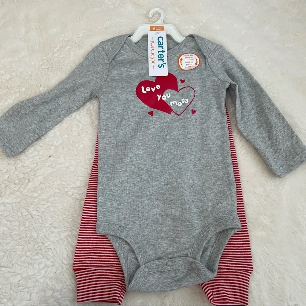 Carter's Baby Striped Set Love‎ You More Red NWT